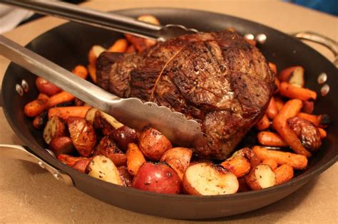 9 to 10 pounds), 1/4 cup mixed peppercorns (pink, white, and green), 3 tablespoons plus 2 1/2 teaspoons kosher salt, divided, 2 tablespoons chopped fresh thyme, 2 tablespoons chopped fresh rosemary. Roast Beef Sirloin With Caramelized Carrots & Potatoes ...