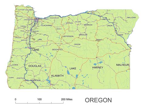 Oregon State Vector Road Map Lossless Scalable Aipdf Map