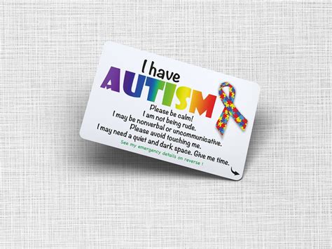 Autism Awareness Medical Card Personalised Disability Etsy