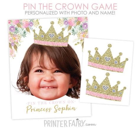 Pin The Crown Game Princess Birthday Party Princess Decorations