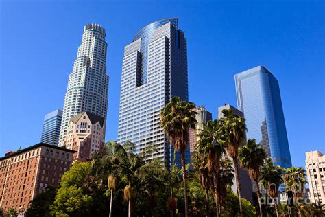 Los Angeles Downtown Office Buildings Photograph By Paul Velgos Fine