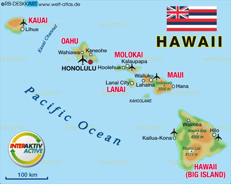 Map Of Hawaiian Islands State Section In United States Welt Atlasde