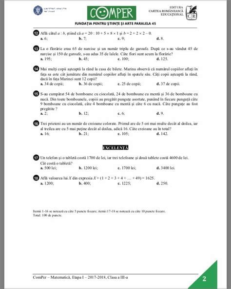 Subiecte Comper Matematica Clasa 2 Etapa 1 Mosrewaxy