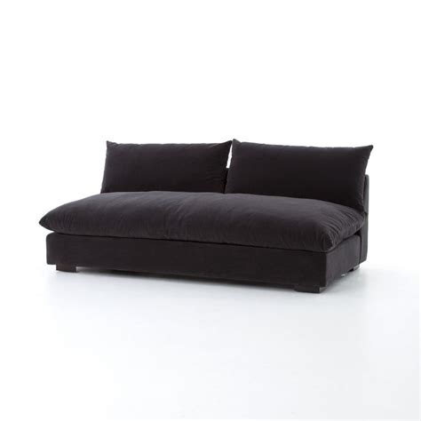 Grant Modern Upholstered Charcoal Grey Armless Sofa 72 Armless Sofa