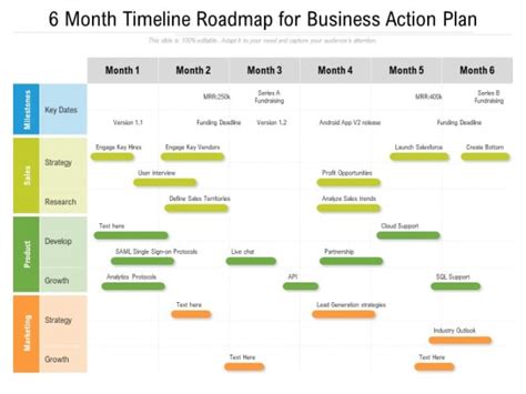 6 Month Timeline Roadmap For Business Action Plan Topics Powerpoint