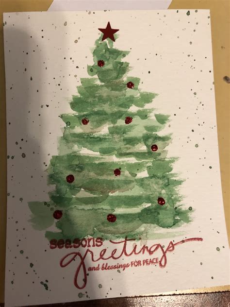 Watercolor Christmas Tree Card Watercolor Christmas Cards Christmas