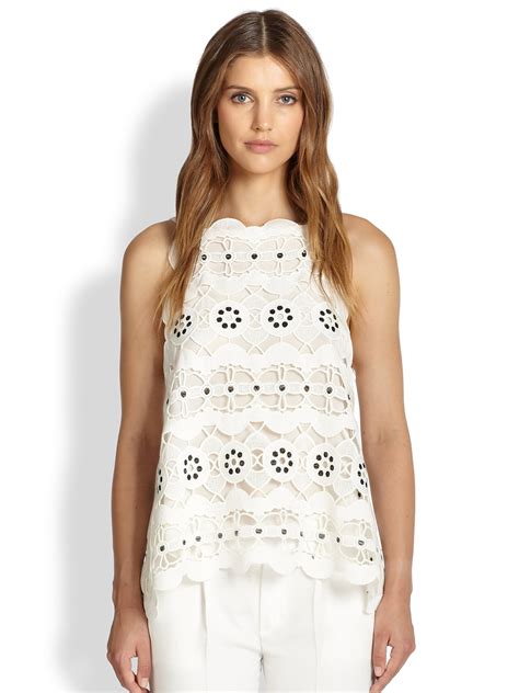 Lyst Chloé Scalloped Lace Top In White