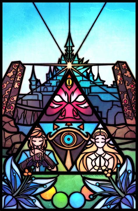 Legend Of Zelda Botw Stained Glass Art Style Triforce Hyrule Castle