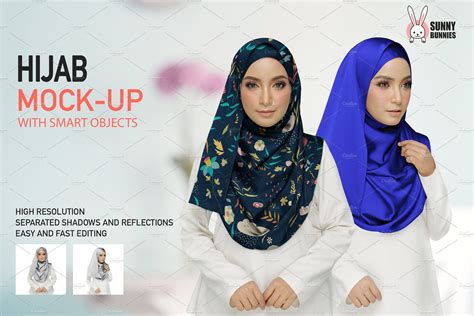 Satin Hijab Mockup Set Hijab Mockup Cap Designs
