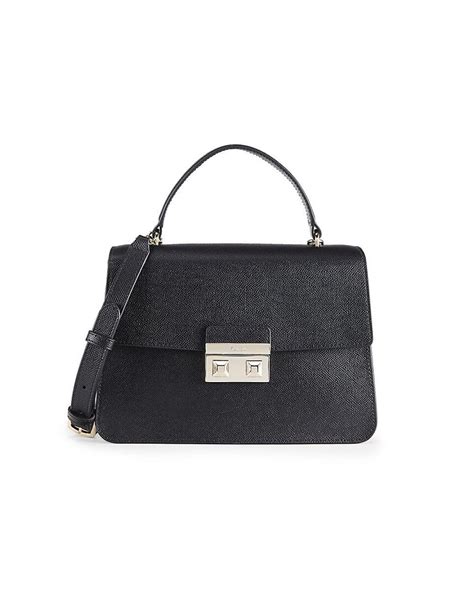Furla Bella Leather Top Handle Bag In Black Lyst