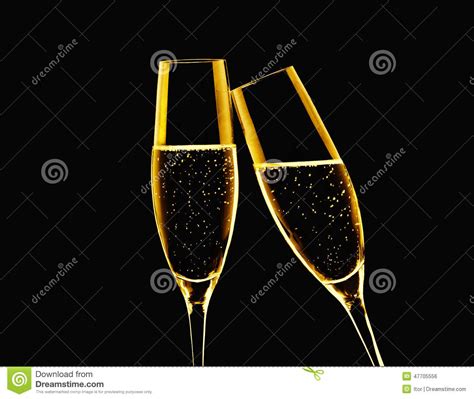Two Champagne Glasses On Black Background Stock Photo Image Of