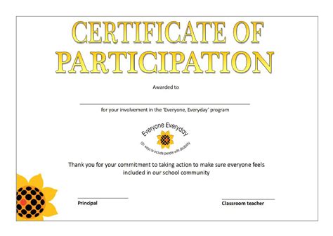 Free Printable Participation Certificates Template Printable Templates