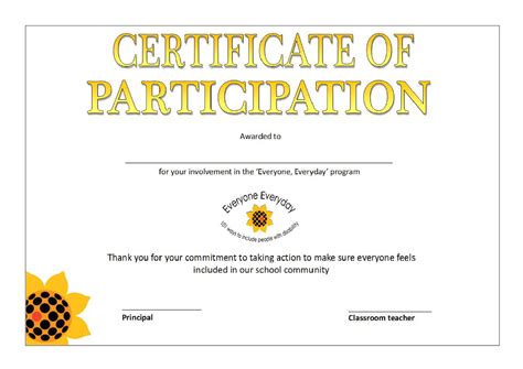 Struggling to find the right gift? Printable Participation Certificate | Templates At ...