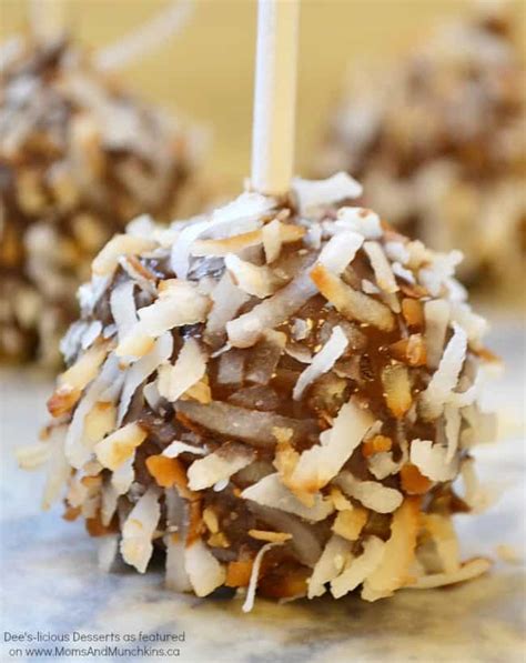 Delicious layers of moist german chocolate cake, in divine harmony with a luscious coconut pecan filling then coated in a glorious chocolate frosting. German Chocolate Cake Pops Recipe - Moms & Munchkins