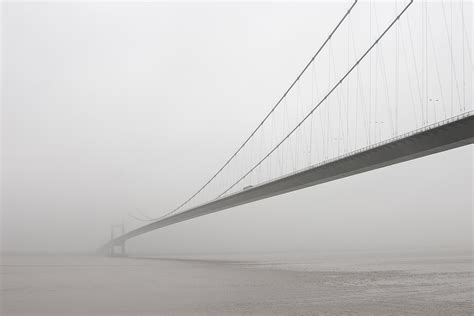 Photograph Of The Humber Bridge In Mist And Drizzle