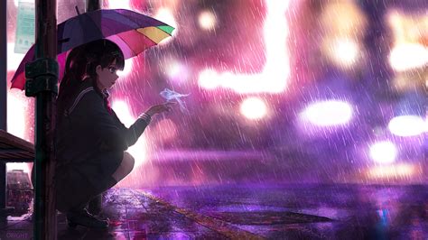 Umbrella Rain Anime Girl 4k Wallpaper Hd Anime Wallpapers 4k Wallpapers Images Backgrounds