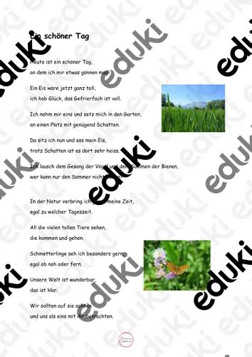 gedicht 2 fach differenziert ein schöner tag unterrichtsmaterial in den fächern deutsch