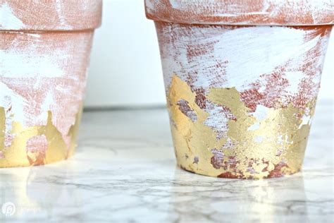 Diy Distressed Gold Leaf Terracotta Pots Todays Creative Life