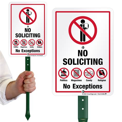 No Soliciting No Exceptions Sign And Stake Kit For Lawn Sku K2 5333