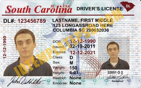 This Is South Carolina Usa State Drivers License Psd Photoshop
