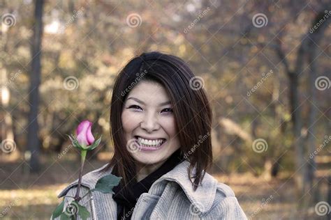 asian girl with rose stock image image of brunette pretty 13841717
