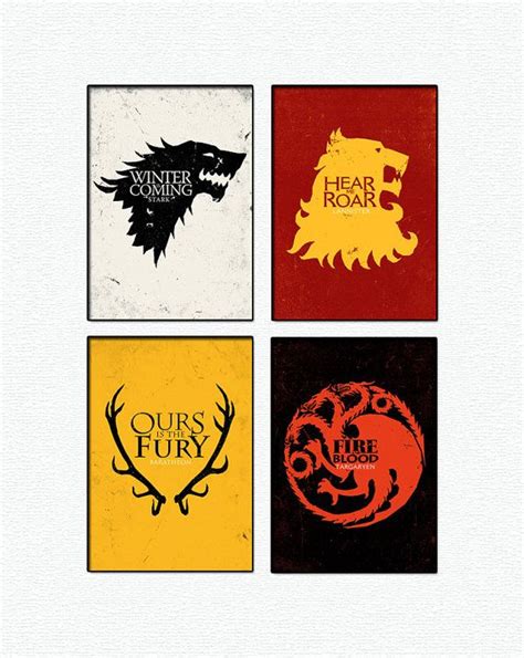 Game Of Thrones Posters Gallery Wrapped Canvas Print Set Wall Art