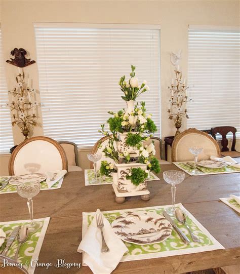 Place a folded napkin to the left of the dinner plate. Modern French Country Table Setting in Pantone's Greenery ...