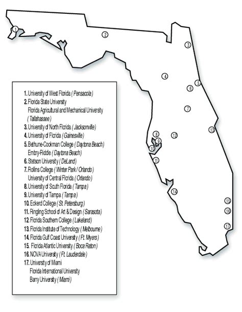Map Of Florida Colleges And Universities Coastal Map World