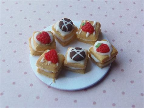 Miniature Food Plate Of Cream Pastries Etsy Food Mini Pastries