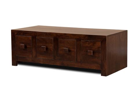 Dark chestnut tables with spacious surfaces and lower shelving offer plenty of room for drinks, appetizers and more. Dark Walnut Stain Mango Wood 8 Drawer Coffee Table | Casa ...