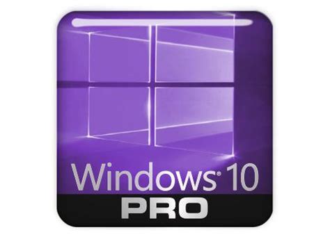 Windows 10 Pro Purple 1x1 Chrome Effect Domed Case Badge Sticker L