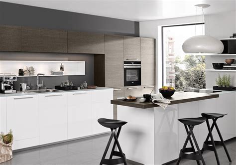 Modern High Gloss And Wooden Matching Kitchen Cabinets Pk 032 Houlive