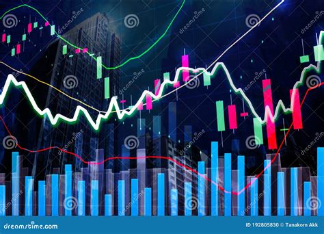 Stock Market Graph In Modern Building City Sky Concept For Stock