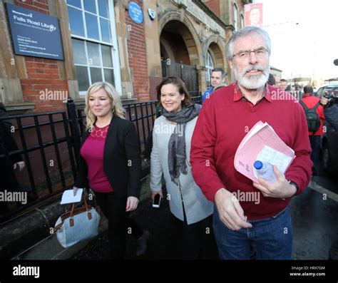 Left To Right Sinn Fein S Michelle O Neill Mary Lou Mcdonald And Gerry Adams Arrive For A
