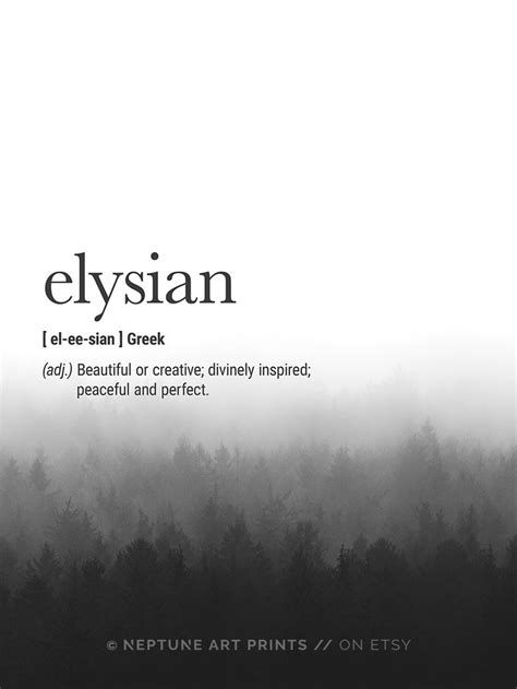 Elysian Definition Prints, Greek Definition Wall Art, Beautiful Definition, Quote Prints, Modern ...