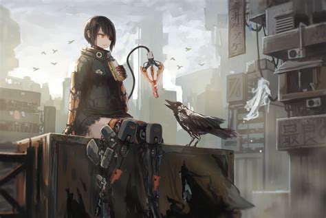 Wallpaper Anime Girl Futuristic Apocalyptic Cyborg Wallpapermaiden