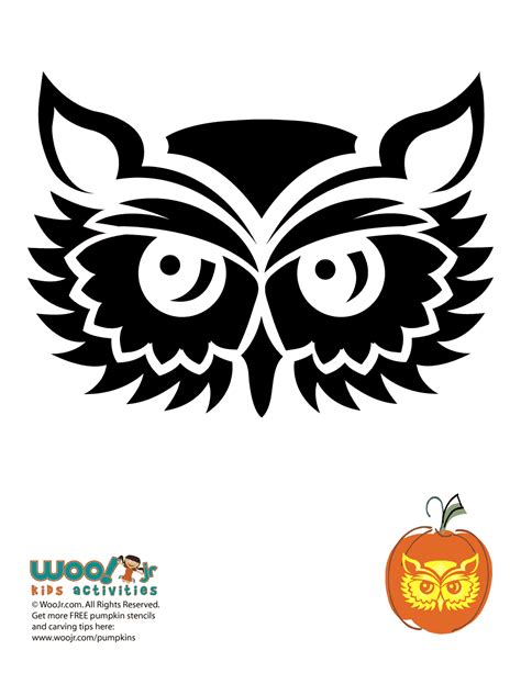 Feathered Owl Pumpkin Stencil Woo Jr Kids Activities