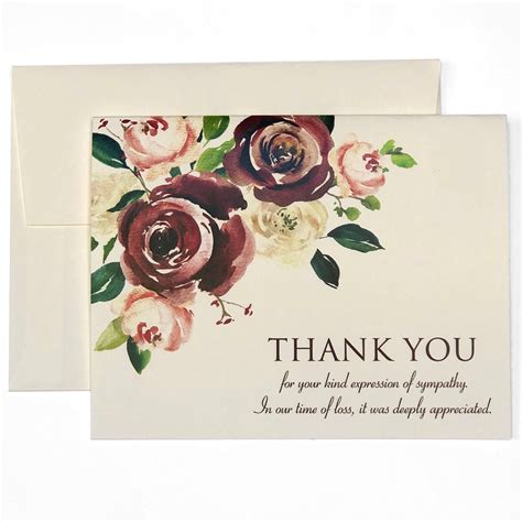 Happy Day Products 20 Pack Bulk Set Funeral Thank You Cards With