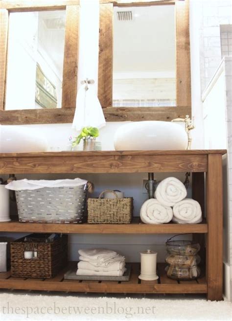 You can find distinct open bathroom cabinet and shelf such as ceramic ones, wooden ones, metal ones and many others, depending on your preference. 34 Rustic Bathroom Vanities And Cabinets For A Cozy Touch ...
