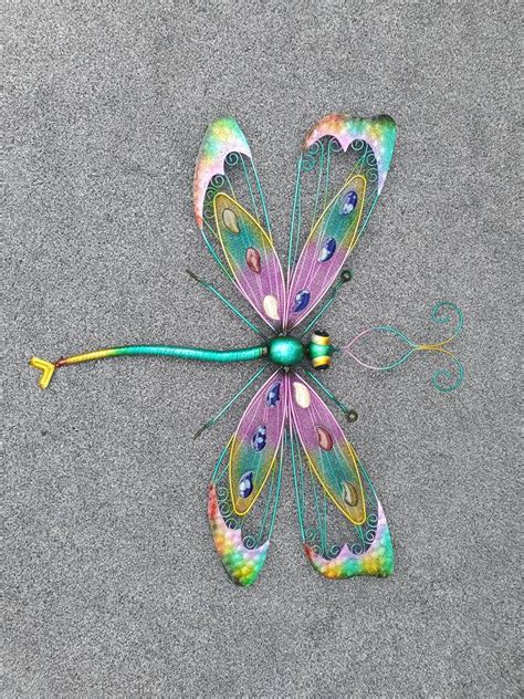 Large Dragonfly Metal Wall Art Home Decor Beautiful Colourful Etsy