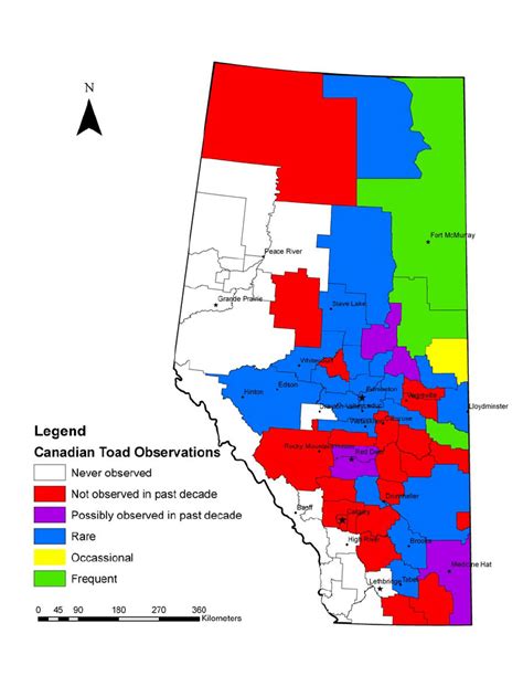 Map Of Alberta With Counties Color Coded To Represent Areas Where