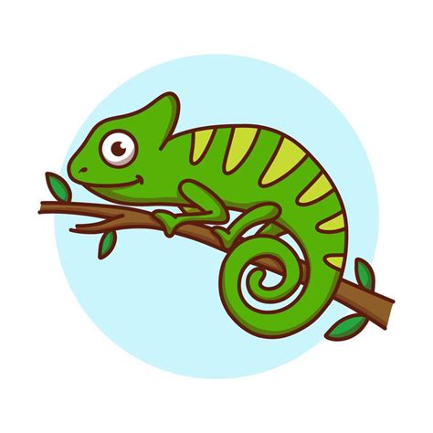 Chameleon Logo Kids Drawing Cartoon Reptile Icon Cute Character