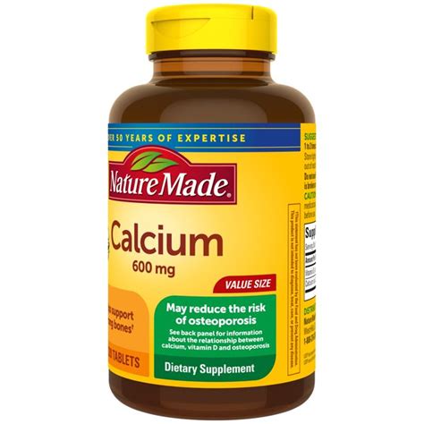 Nature Made Calcium 600mg With Vitamin D3 Value Size 220 Tablets