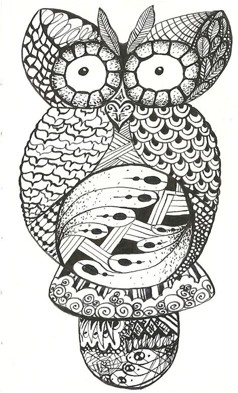 Owl Zentangle By Elodye On Deviantart Coloring Books