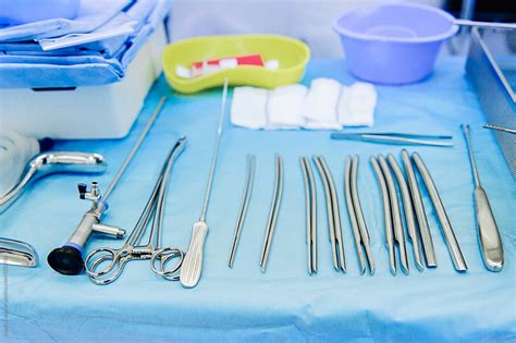 Sterile Surgical Equipment Set Up For An Operation By Stocksy