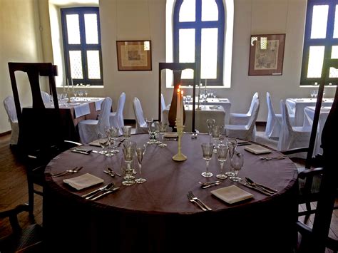 Many of these dining tables feature glides that protect your floors while also compensating for uneven surfaces. Kaunas Restaurants: Fine Dining in a Monastery