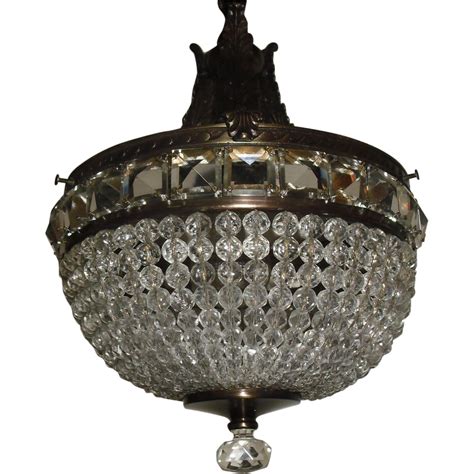 Crystal Beaded Pendant Light Fixture In Decorated Brass From