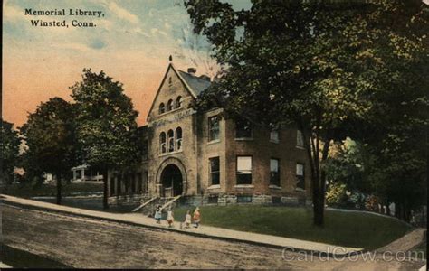 Memorial Library Winsted Ct Postcard