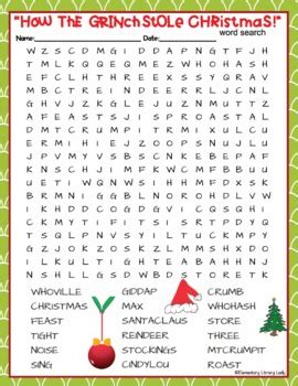 How The Grinch Stole Christmas Activities Crossword And Word Searches