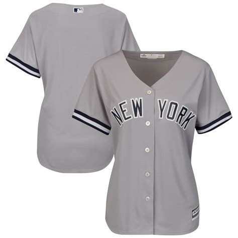 Majestic New York Yankees Womens Gray Road Cool Base Replica Team Jersey
